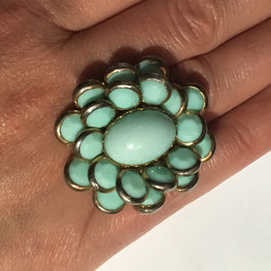 Turquoise color novelty cocktail ring